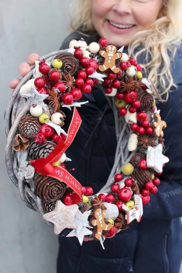 bożonarodzeniowy wianek na wiklinie, Bajka, śr.30 cm
