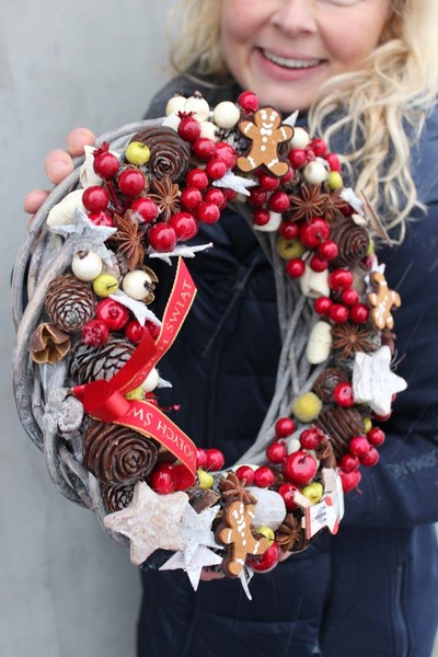bożonarodzeniowy wianek na wiklinie, Bajka, śr.30 cm