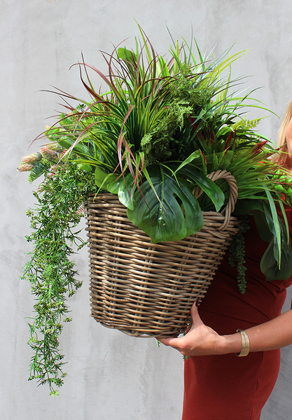 Dellana, kosz z sukulentami i trawami, wys.75cm 