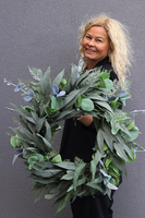 efektowny zielony wianek na drzwi, Naturea, śr.60cm