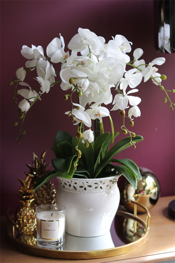 Mirena, storczyk w białej koronkowej donicy, wys.56cm