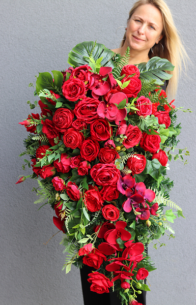 bogata wiązanka nagrobna, Wellana, dł.110cm