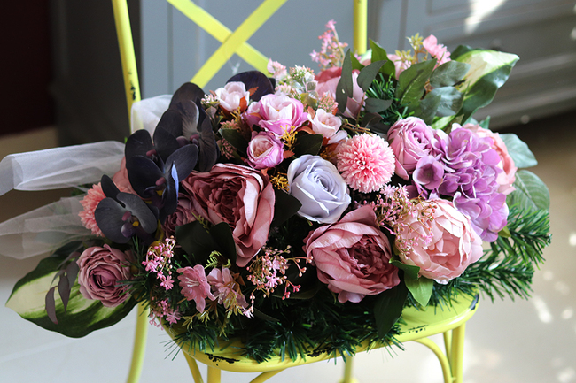 dekoracja / wiązanka nagrobna Pink Spring, dł.55cm