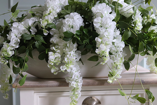 elegancka kompozycja kwiatowa, Wisterianna Laos, wym.44x90cm 