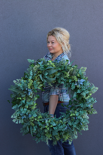 bardzo duży wianek na drzwi, Zieleń w domu, śr.80cm 