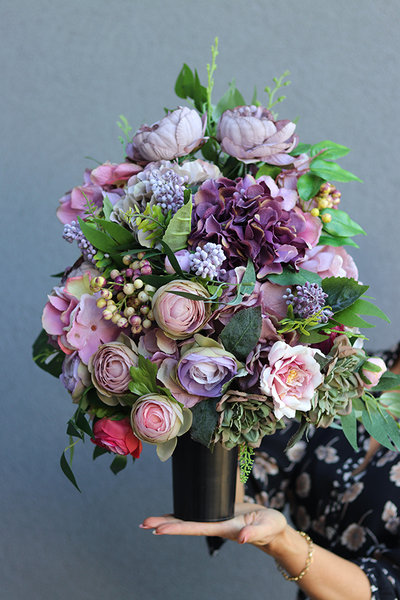 Fiolettina Arkadia, komplet dekoracji nagrobnych, bukiet + wieniec