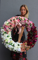 bardzo duży kwiatowy wianek, Renoma XXL, śr.90cm