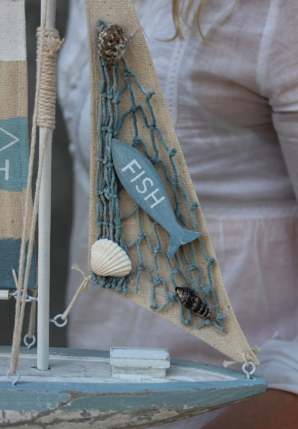 figurka drewniana żaglówka Boat, wys.42cm