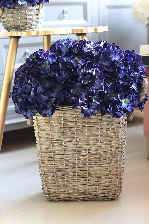bogaty kosz z hortensjami, Granatowa Elegancja, kpl.2szt