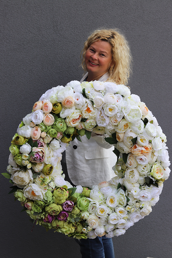 Caryca Katarzyna Green&White  komplet (wianek o śr. 80cm & bukiet) 