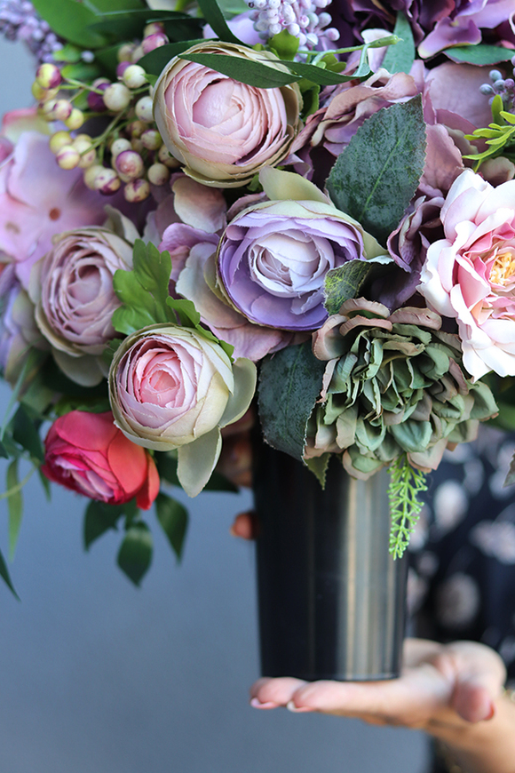 Fiolettina Arkadia, komplet dekoracji nagrobnych, bukiet + wieniec