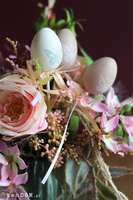 Butterfly Provance, wielkanocny bukiet w szklanym wazonie, wys.28cm