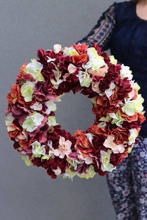 Jesienna Hortensja Ramona, wianek na drzwi, śr.41m  