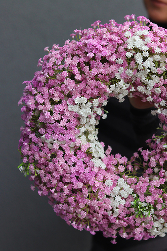 Balletina Premium, delikatny kwiatowy wianek na drzwi, śr.36cm 