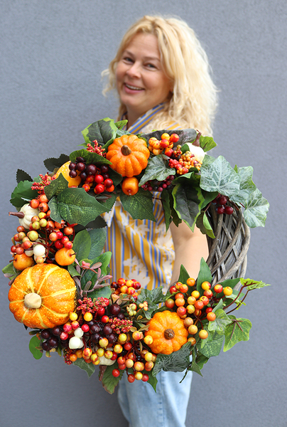 jesienny owocowy wianek, Dynie Ogrodowe, śr.46cm  