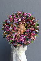 atrakcyjny kwiatowy wianek, Jesień we Wrzosach, śr.45cm 