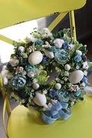 Blue Delina, elegancki wielkanocny wianek w błękitach, śr.30cm