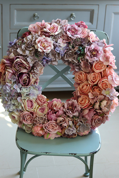 Bogactwo Natury Fiolet & Morela, duży wianek na drzwi, śr.50cm