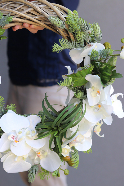 elegancki wianek na drzwi Orchidea & Chmiel, śr.42cm