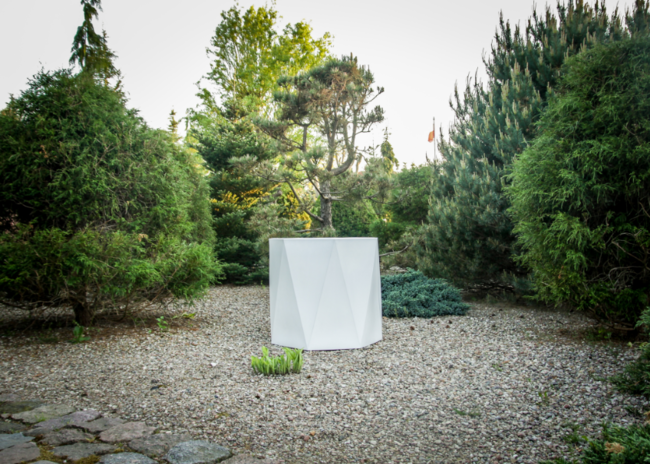 Ceres, geometryczna donica, biała, wys.70xśr.75cm