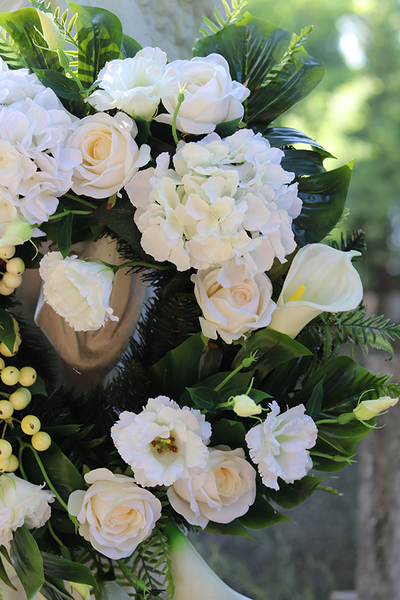 Biała Hortensja, wieniec / wiązanka pogrzebowa, śr.63cm