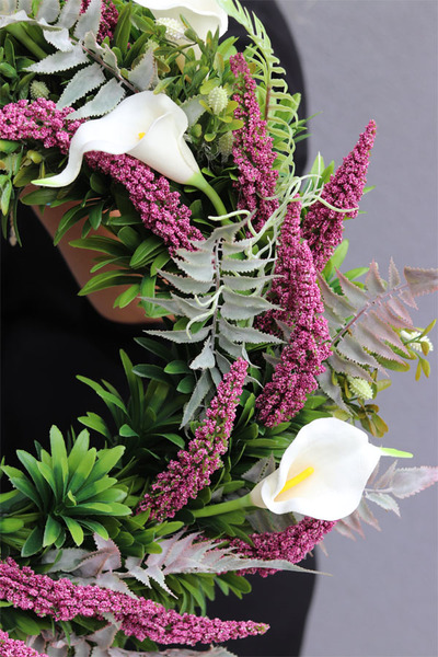 Kallatea, wieniec / wiązanka nagrobna, śr.51cm 