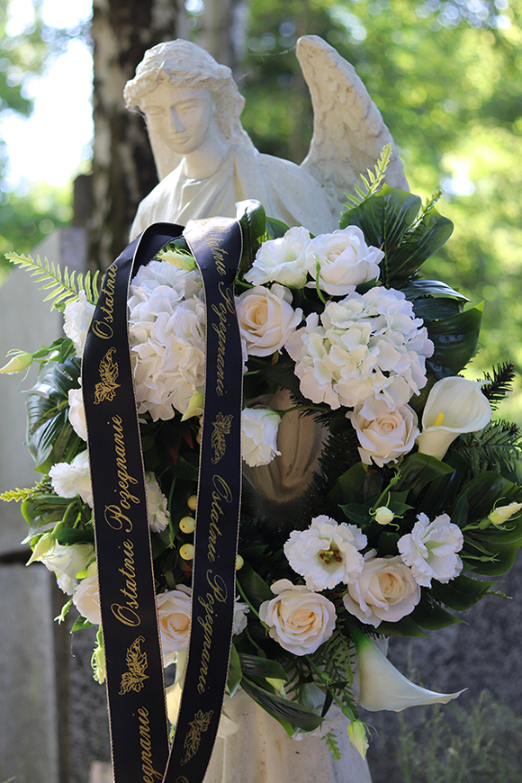 Biała Hortensja, wieniec / wiązanka pogrzebowa, śr.63cm