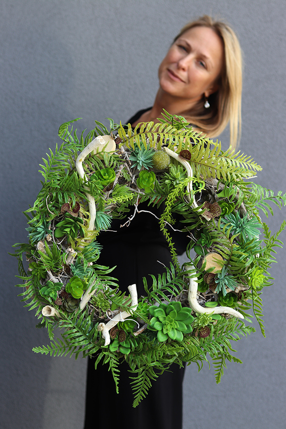 duży egzotyczny wianek, Wooden Style, śr.55cm