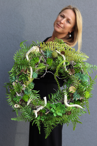 duży egzotyczny wianek, Wooden Style, śr.55cm