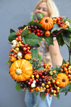 jesienny owocowy wianek, Dynie Ogrodowe, śr.46cm  