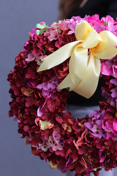 Ganna, bogaty wianek z hortensji, śr.37cm