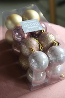 bombki / zawieszki z tworzywa sztucznego, Pudrove Święta, kpl.16szt 