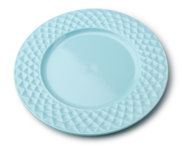 Diament, ceramiczny talerz obiadowy, niebieski, śr.26.5cm