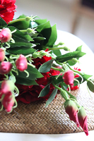 bukiet eustomy na piku, czerwień, 12szt. dł.47cm 