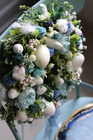 Blue Delina, elegancki wielkanocny wianek w błękitach, śr.30cm