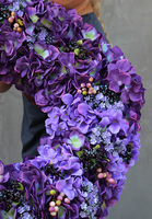 duży, elegancki wianek Fioletowa Hortensja Extra, śr.60cm 