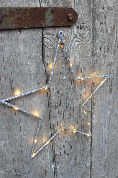 Deko Gwiazdka z lampkami led / zawieszka, srebrna wym.33cm