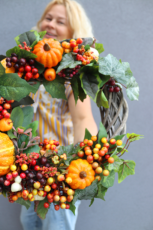 jesienny owocowy wianek, Dynie Ogrodowe, śr.46cm  