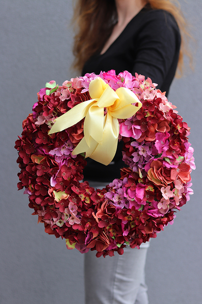 Ganna, bogaty wianek z hortensji, śr.37cm