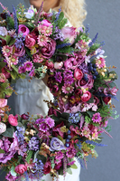 atrakcyjny kwiatowy wianek, Jesień we Wrzosach, śr.45cm 