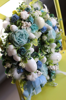 Blue Delina, elegancki wielkanocny wianek w błękitach, śr.30cm