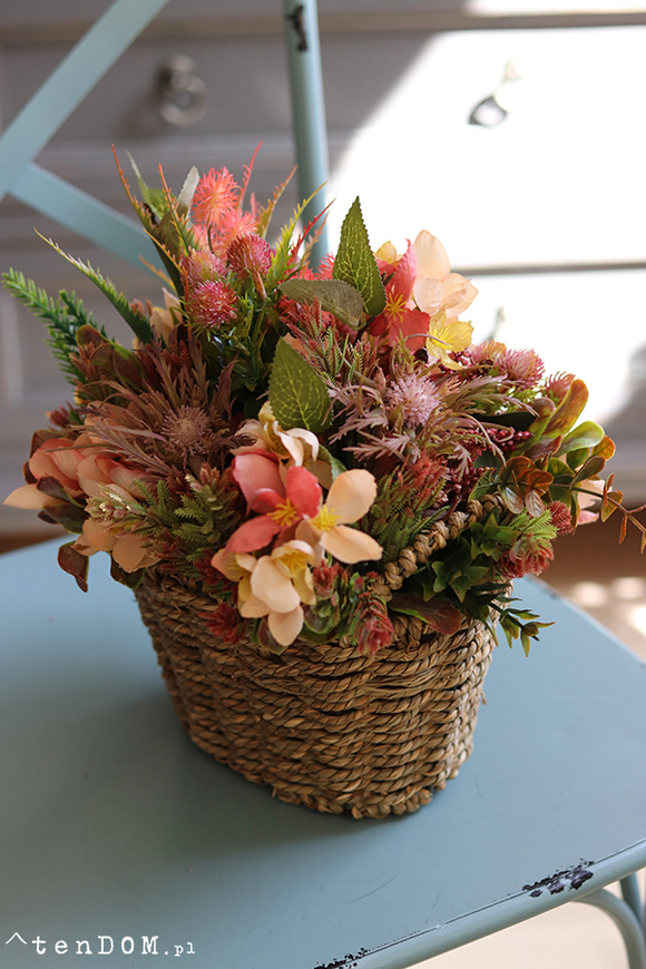 ciepły kosz pełen kwiatów, Yvena, wym.27x26x24cm 