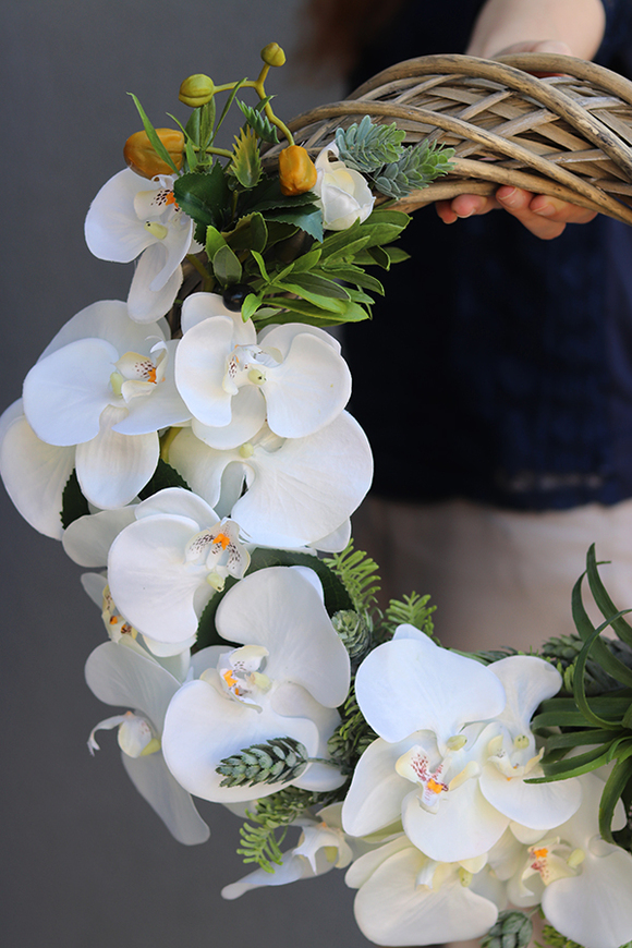 elegancki wianek na drzwi Orchidea & Chmiel, śr.42cm