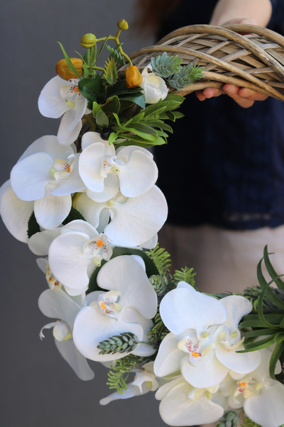 elegancki wianek na drzwi Orchidea & Chmiel, śr.42cm