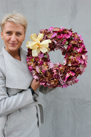 dekoracyjny wianek z hortensją, Jesienny Dom, śr.40cm 