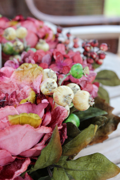 jesienny wianek na drzwi Pink Autumn, śr.45cm