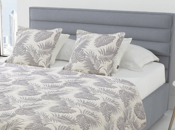 elegancka szara narzuta Monstera, wym.160x220cm + poszewki 2 szt. 45x45cm