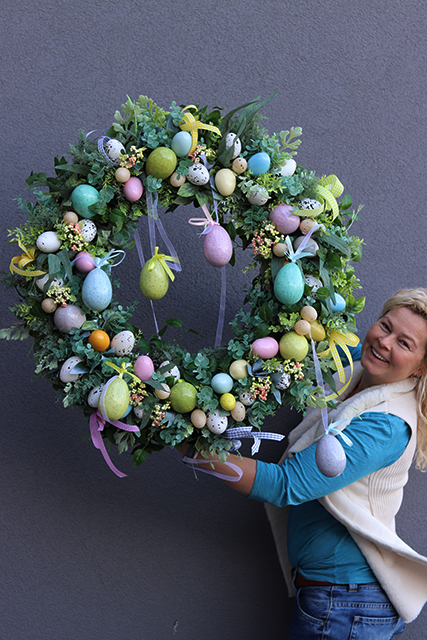 Easter Pastel, podwieszany wianek wielkanocny, śr.80cm