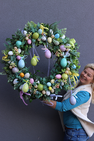 Easter Pastel, podwieszany wianek wielkanocny, śr.80cm