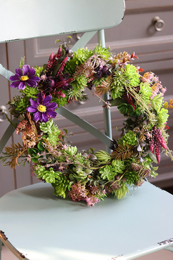 Green Love, barwny wianek na drzwi z sukulentami, śr.37cm